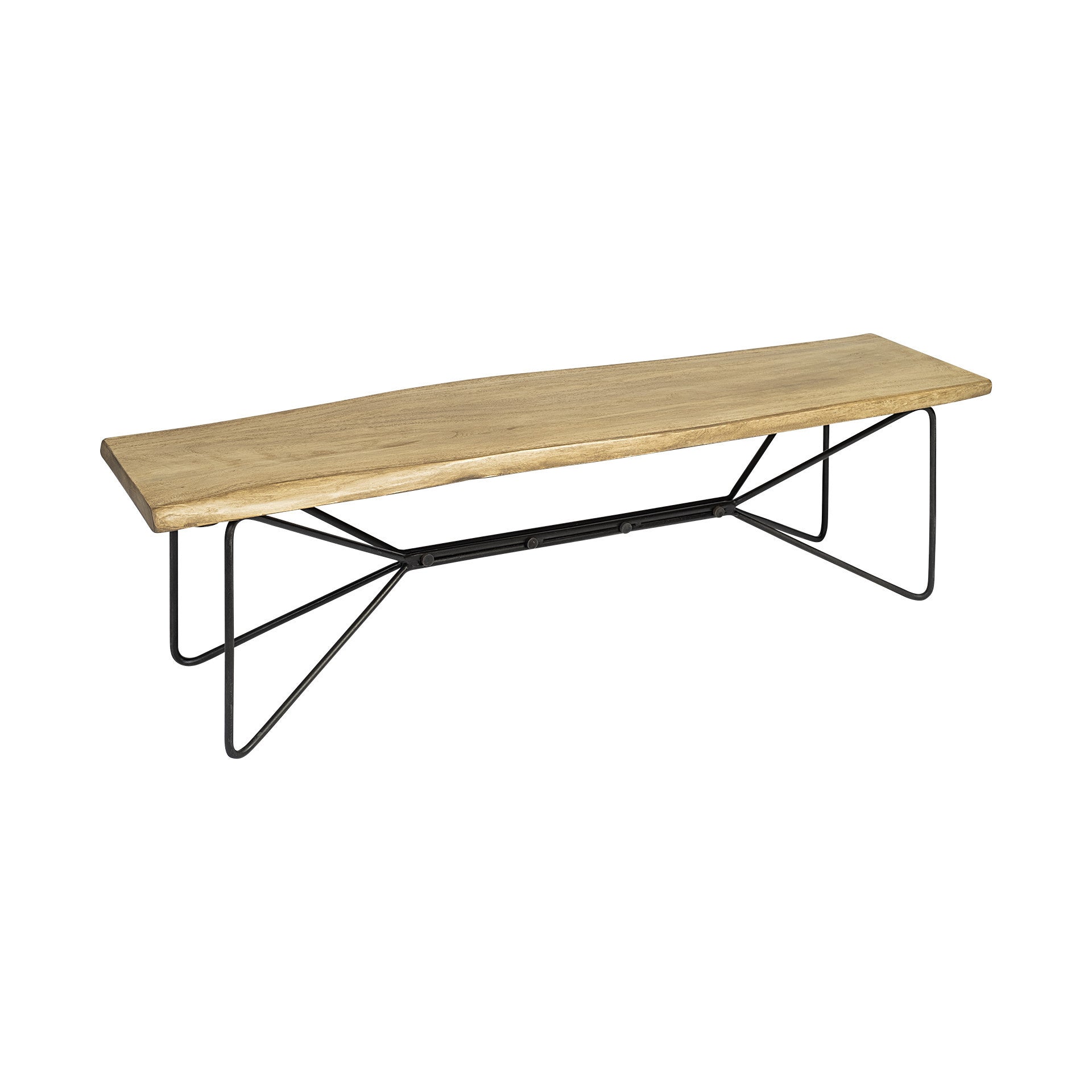 66" Natural and Black Solid Wood Live Edge Bench-2