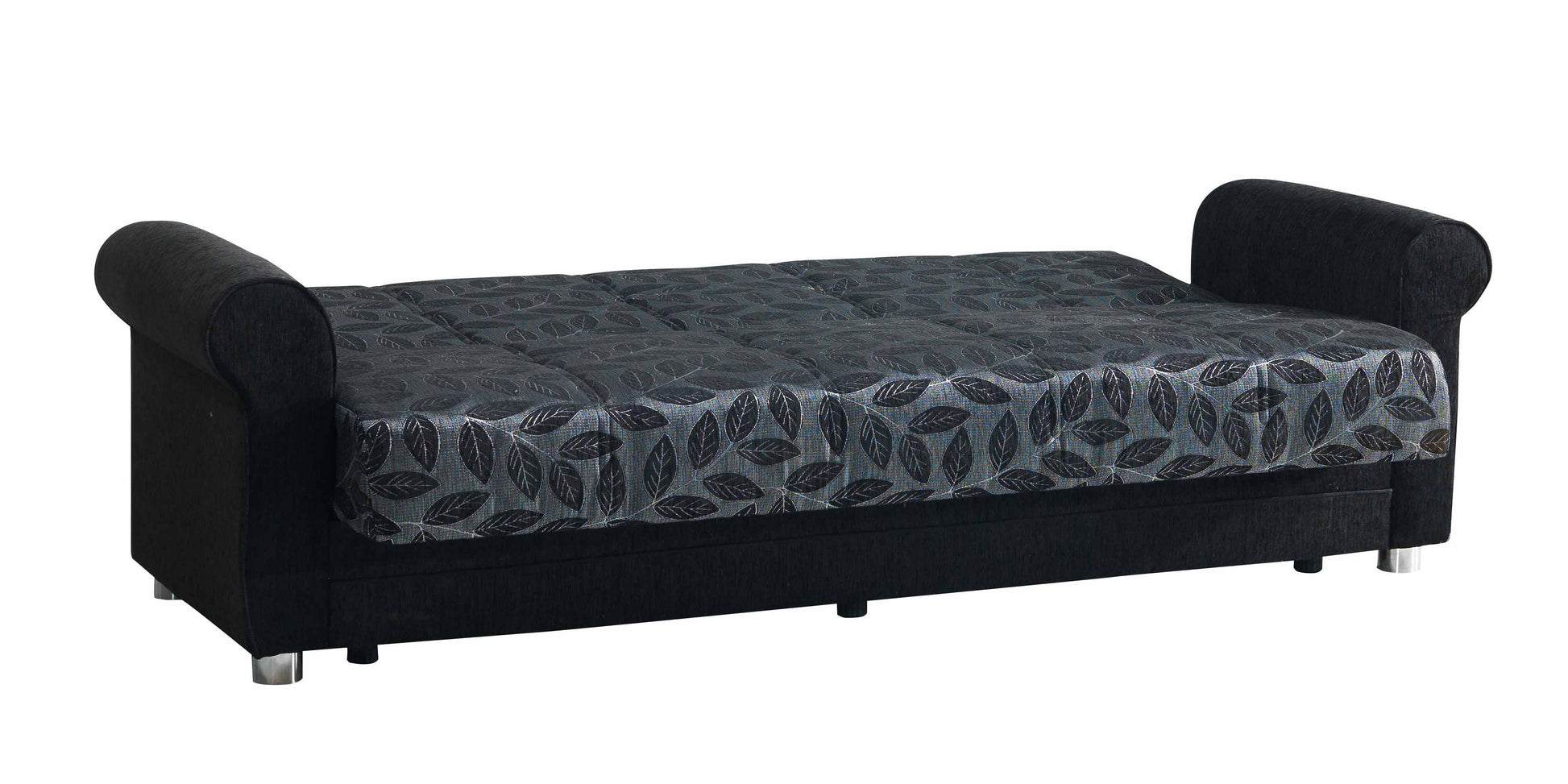 89" Black Chenille Convertible Futon Sleeper Sofa And Toss Pillows With Storage-3