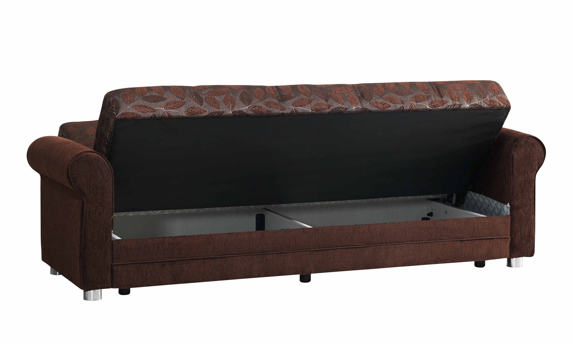 89" Dark Brown Chenille Convertible Futon Sleeper Sofa And Toss Pillows With Storage-2