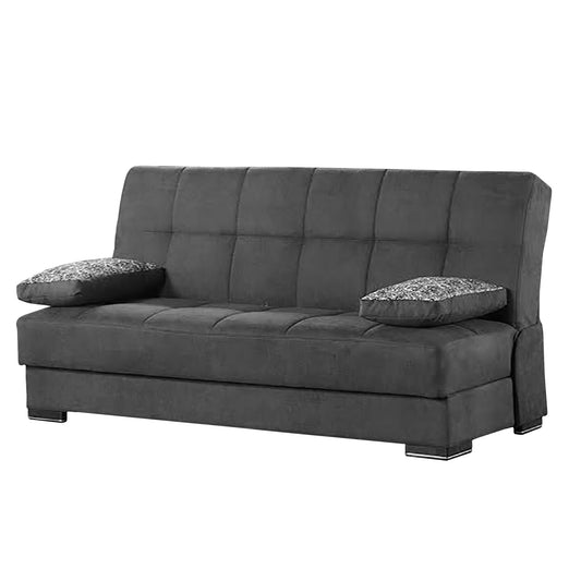 75" Gray Chenille Convertible Futon Sleeper Sofa And Toss Pillows With Storage-1