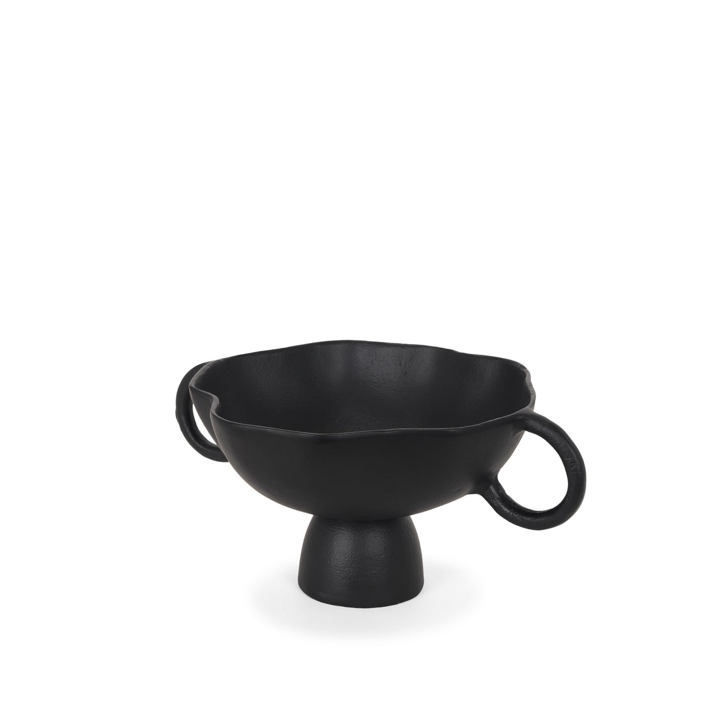 11" Black Metal Round Pedestal Centerpiece Bowl-1