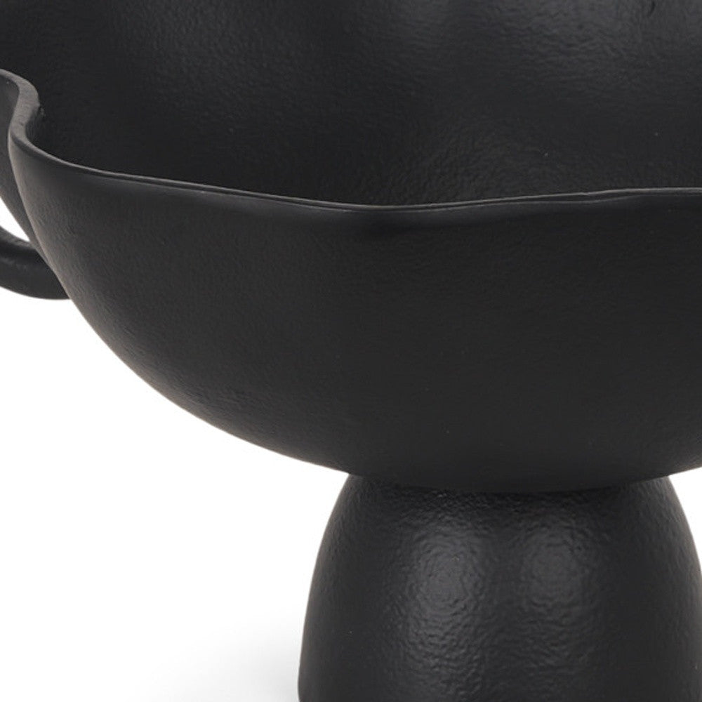11" Black Metal Round Pedestal Centerpiece Bowl-2