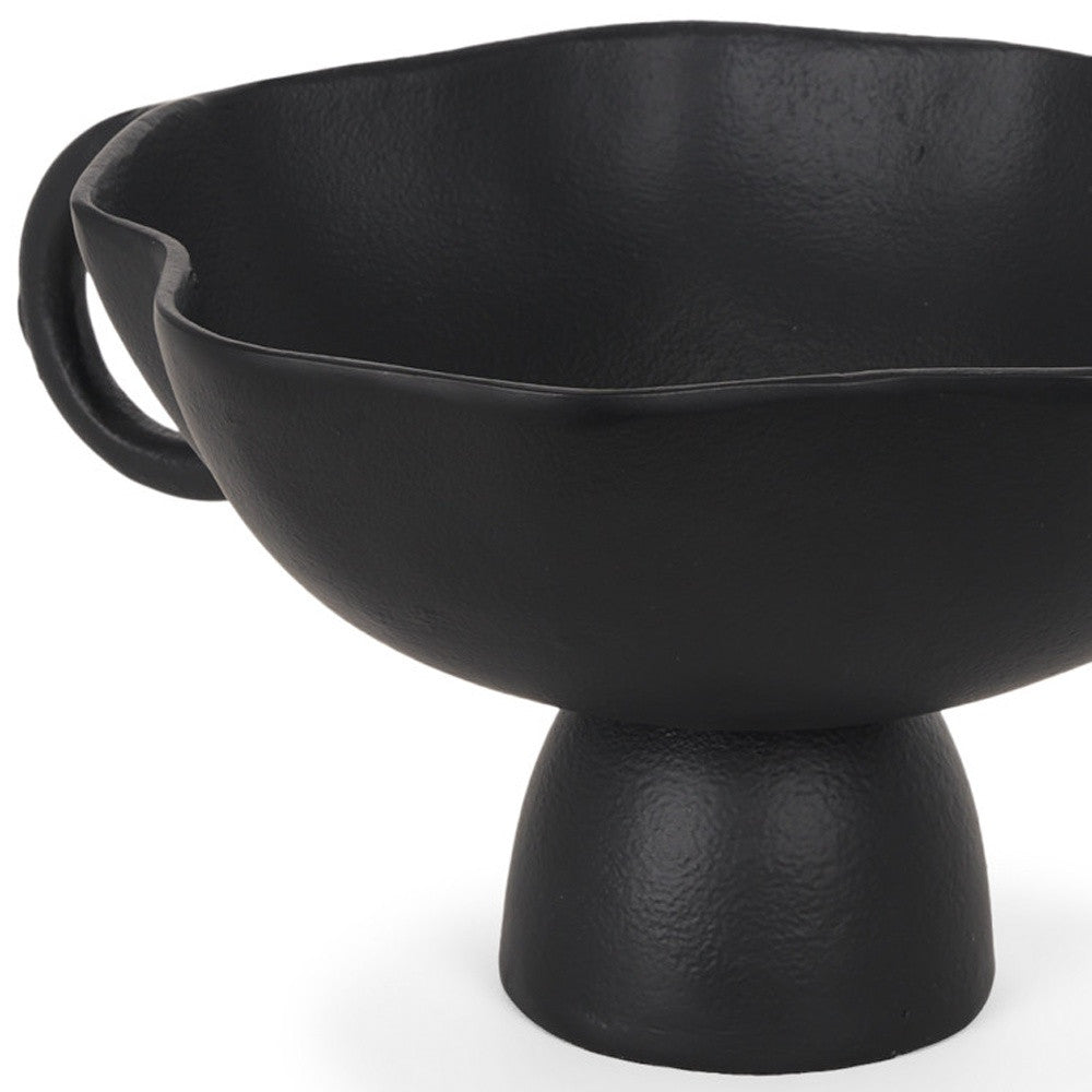 11" Black Metal Round Pedestal Centerpiece Bowl-3