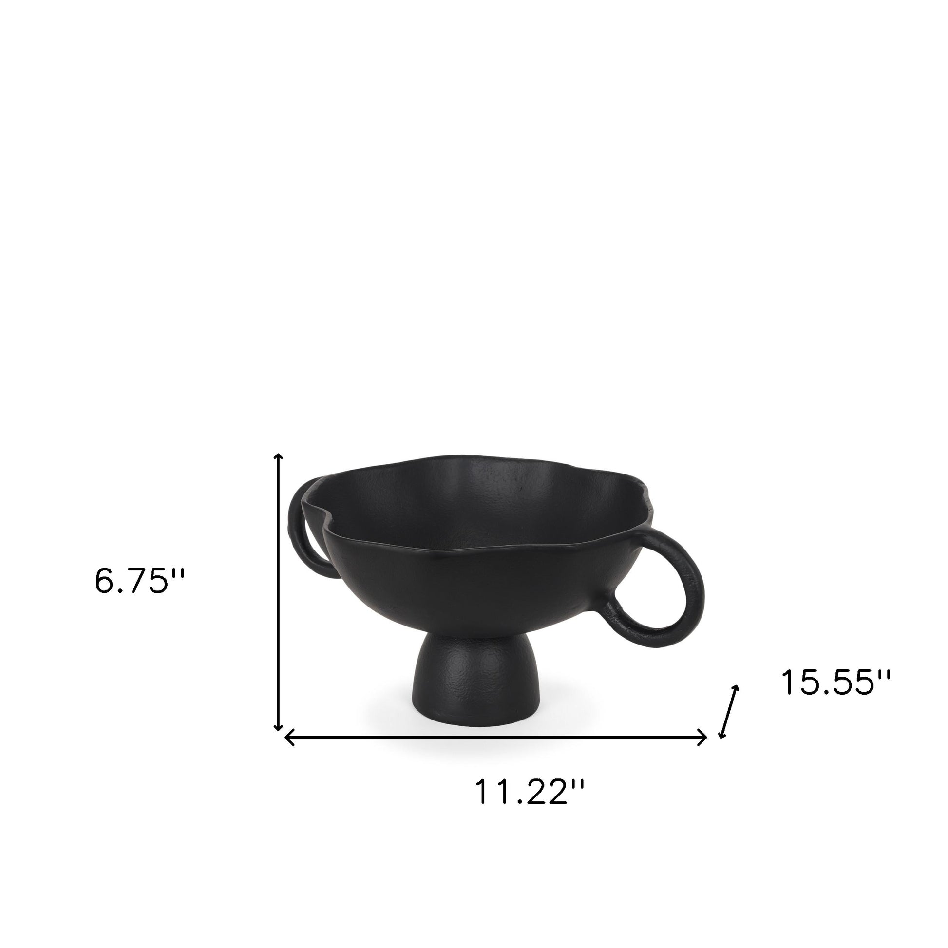 11" Black Metal Round Pedestal Centerpiece Bowl-4