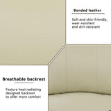Beige Leather Recliner Sofa Set With Built In Coffee Table-3