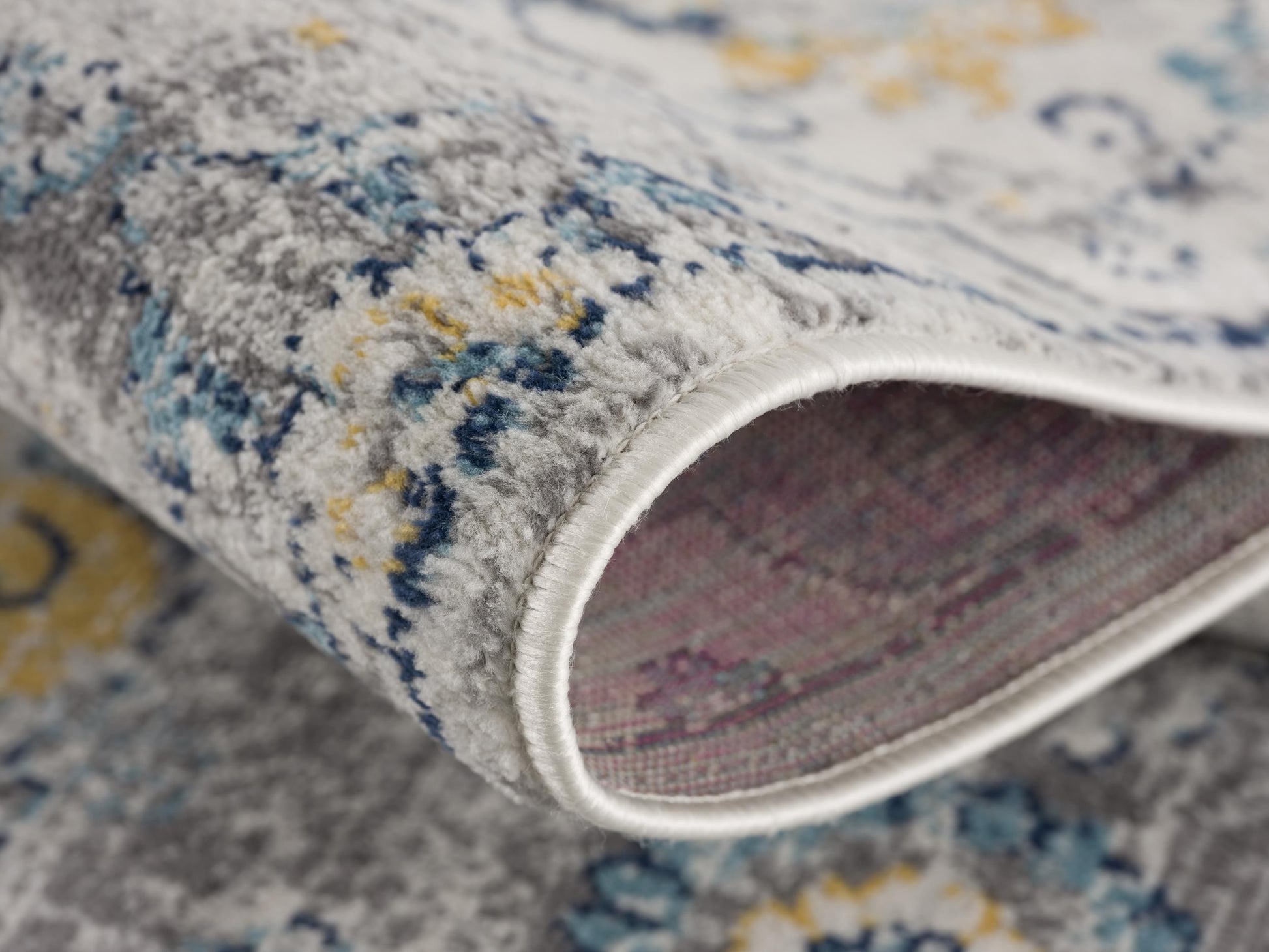 2' X 3' Blue Gray And Gold Floral Medallion Area Rug-3