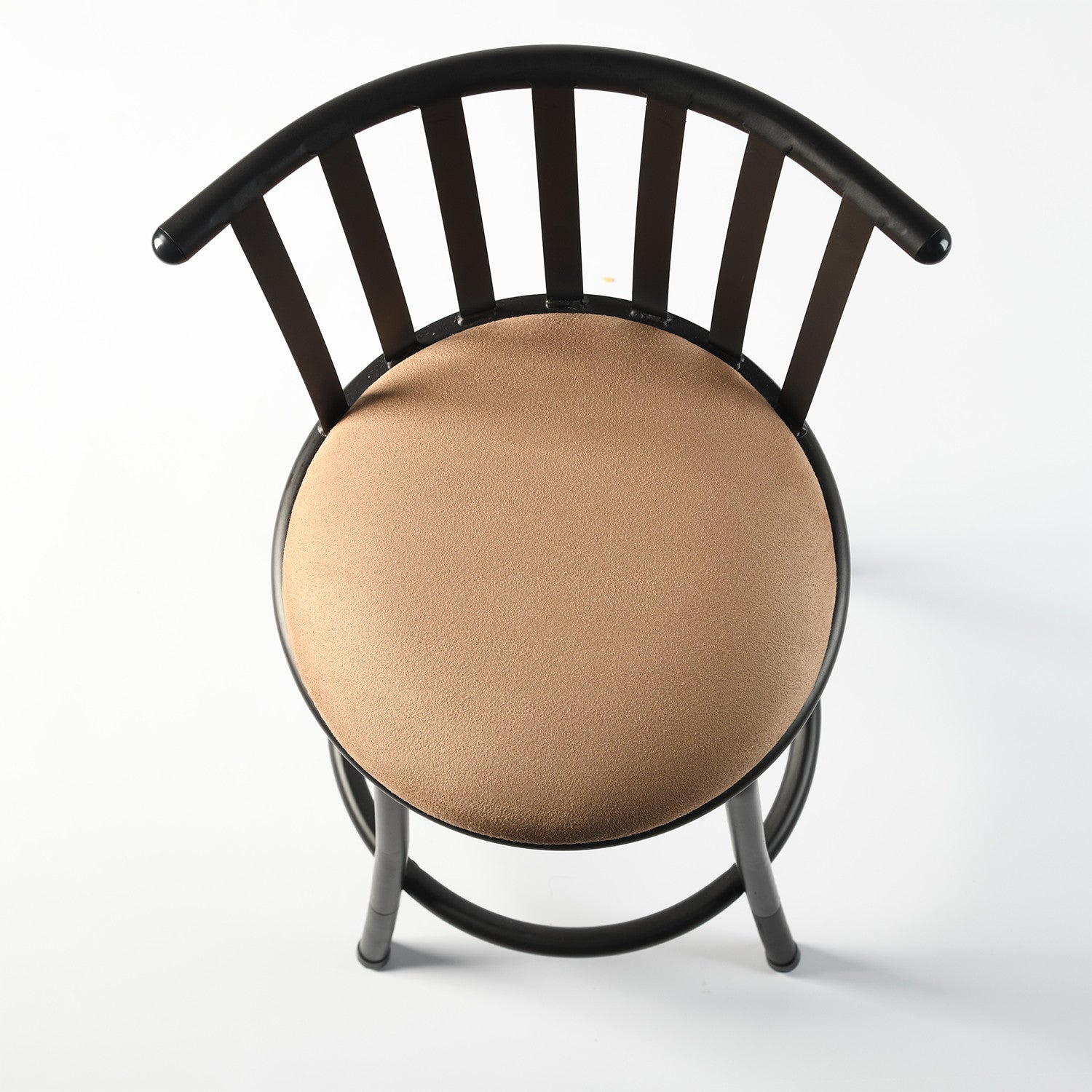 Set of Three Brown and Black Faux Leather and Iron Low Back Adjustable Height Swivel Bar Chairs-1