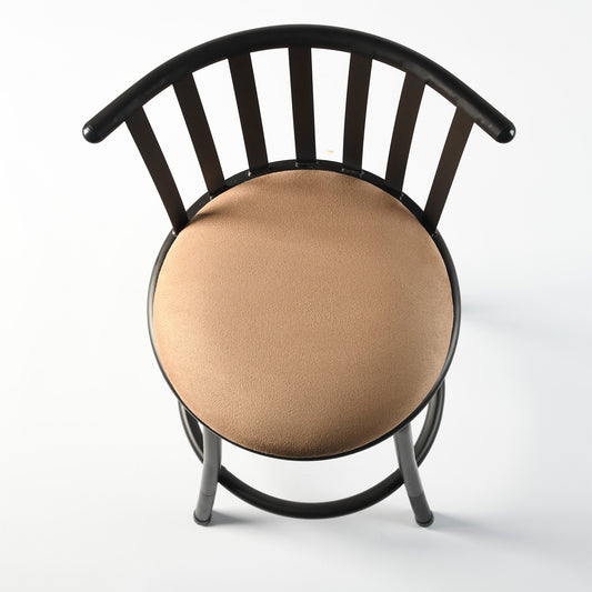 Set of Three Brown and Black Faux Leather and Iron Low Back Adjustable Height Swivel Bar Chairs-1
