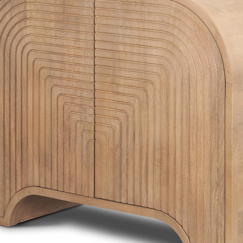 32" Natural Solid Wood Textured Door Accent Cabinet With Two Doors-2