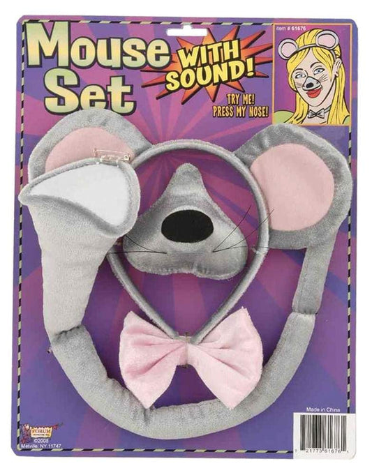 Gray Mouse Costume Accessory Kit with Sound Effects