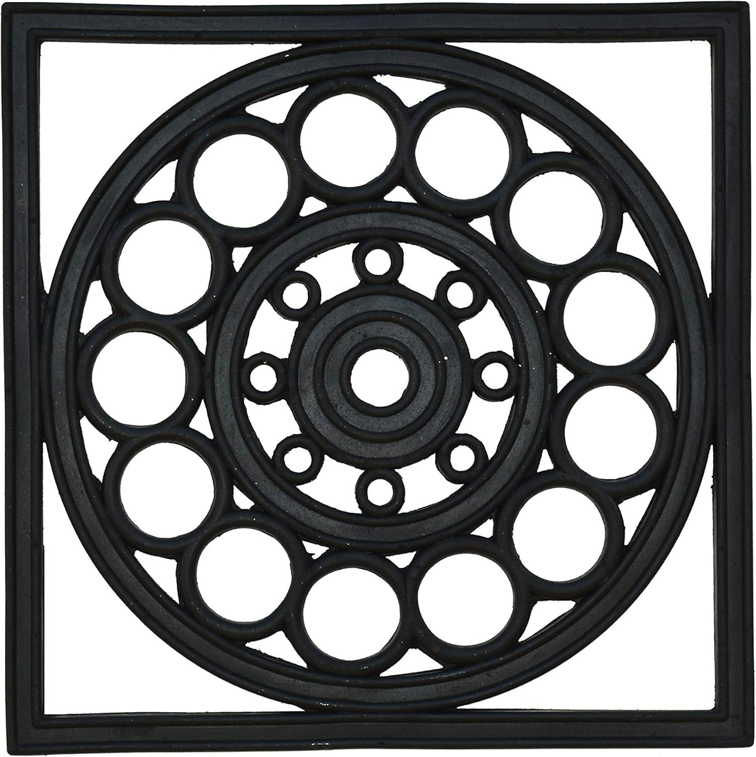 16" X 16" Black Square Outdoor Rubber Door Mat-0