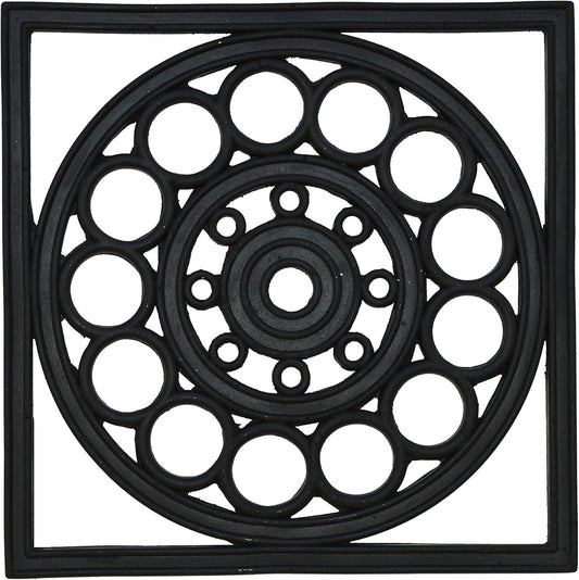 16" X 16" Black Square Outdoor Rubber Door Mat-0