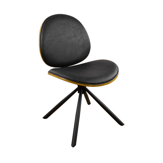 Black Upholstered Faux Leather And Metal Dining Side Chair-1