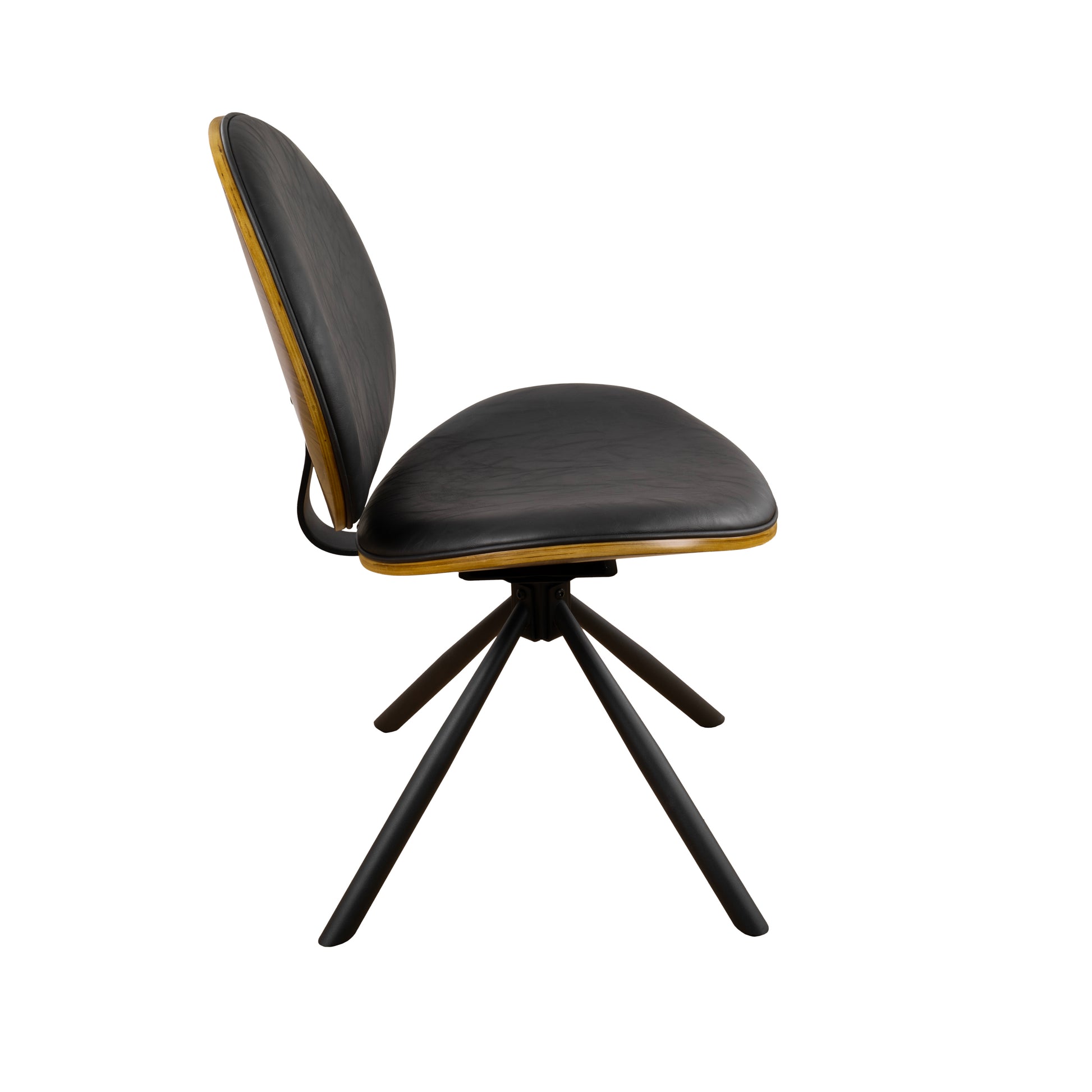 Black Upholstered Faux Leather And Metal Dining Side Chair-3