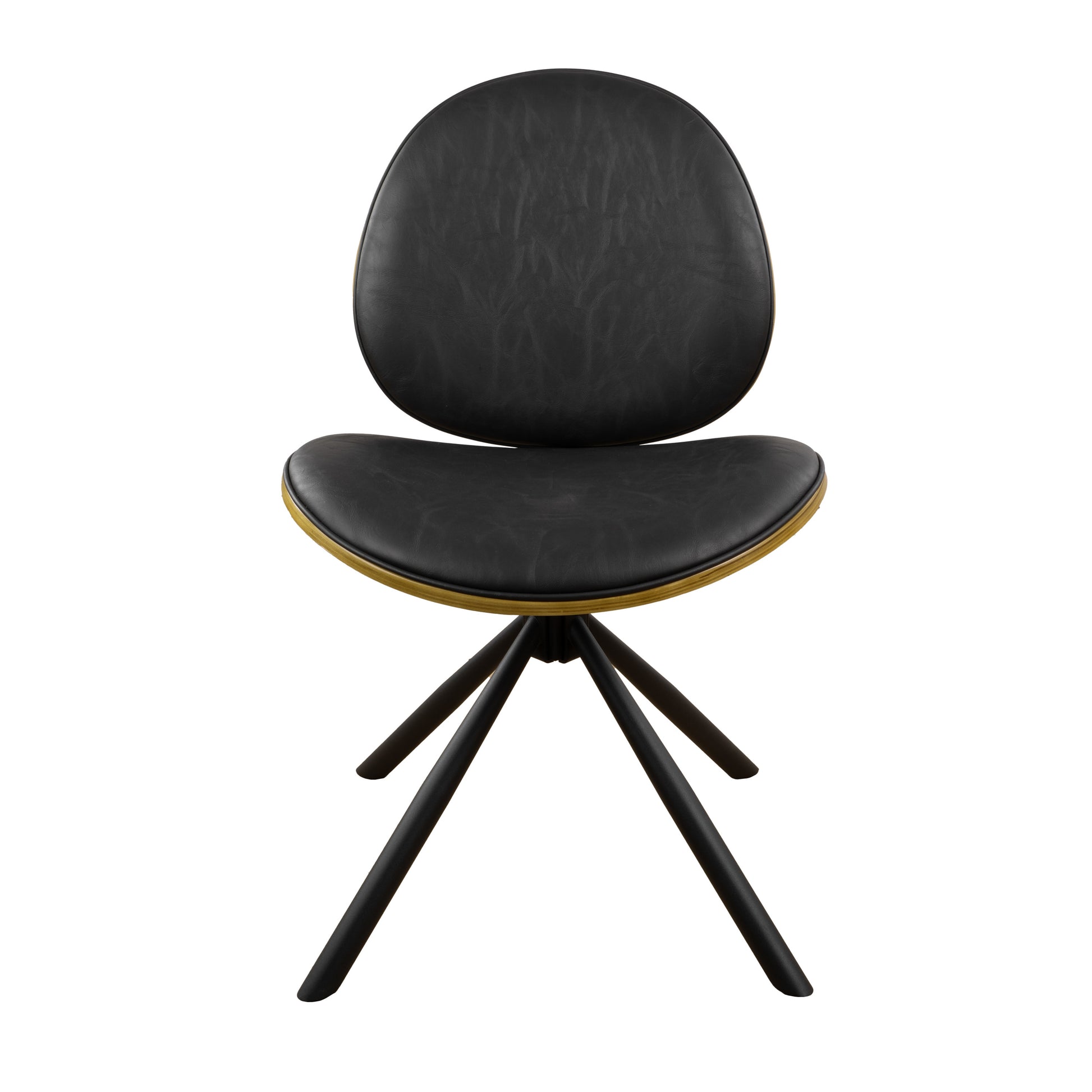 Black Upholstered Faux Leather And Metal Dining Side Chair-6