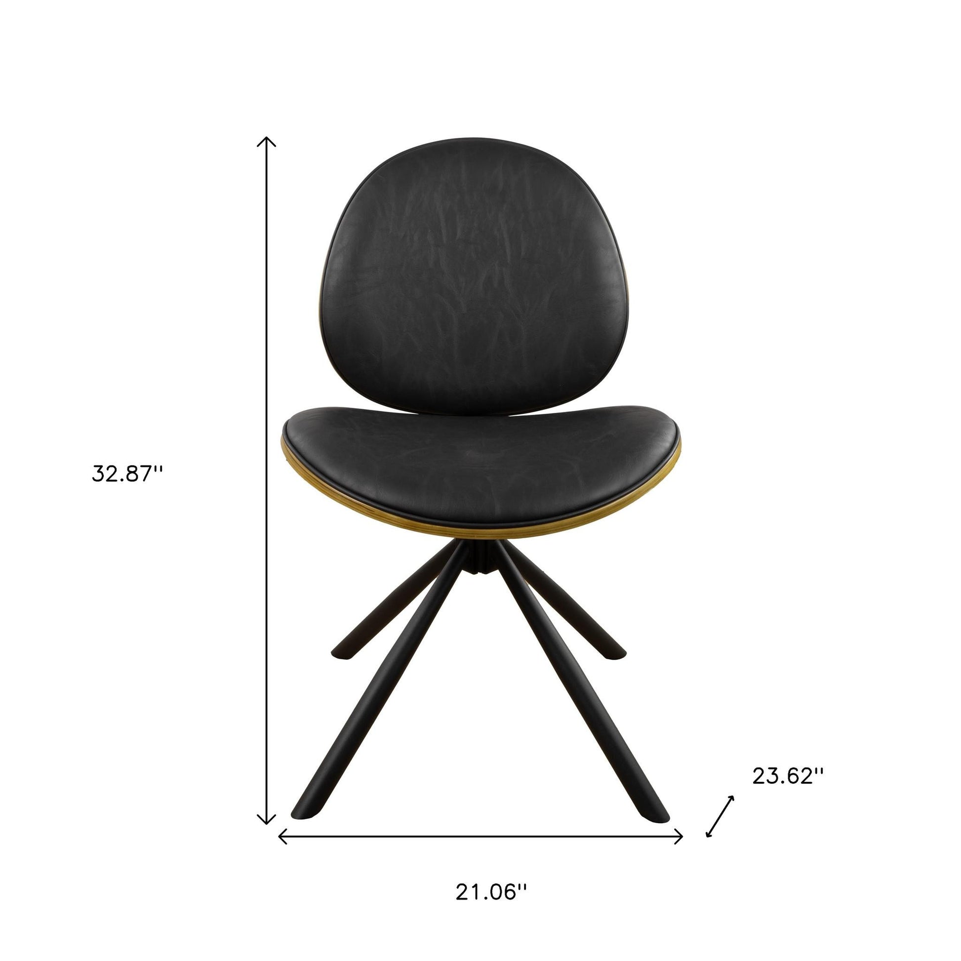 Black Upholstered Faux Leather And Metal Dining Side Chair-8