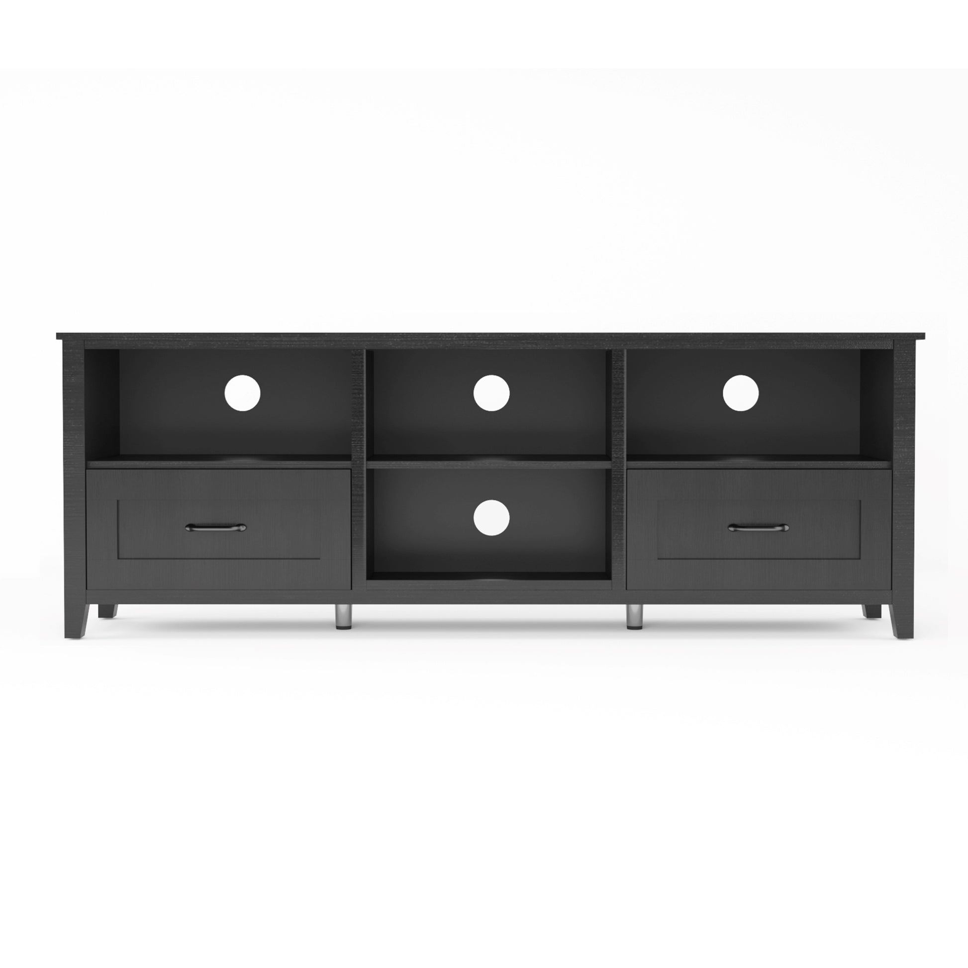70" Black Wood Enclosed and Open Storage TV Stand-4