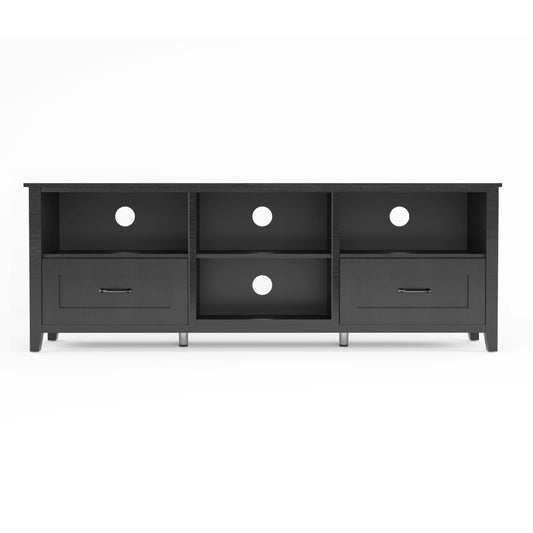 70" Black Wood Enclosed and Open Storage TV Stand-1