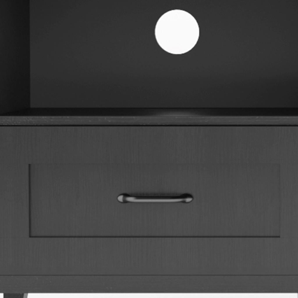 70" Black Wood Enclosed and Open Storage TV Stand-3