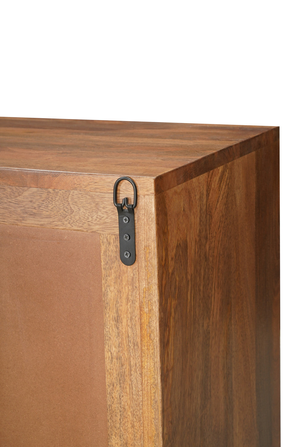 82" Brown Solid Wood Carved Geometric Sideboard with Four Doors-7