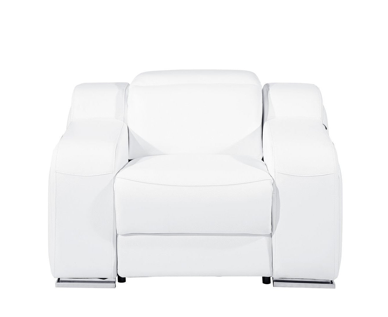 41" White Italian Leather Wall Hugger Recliner With USB-7