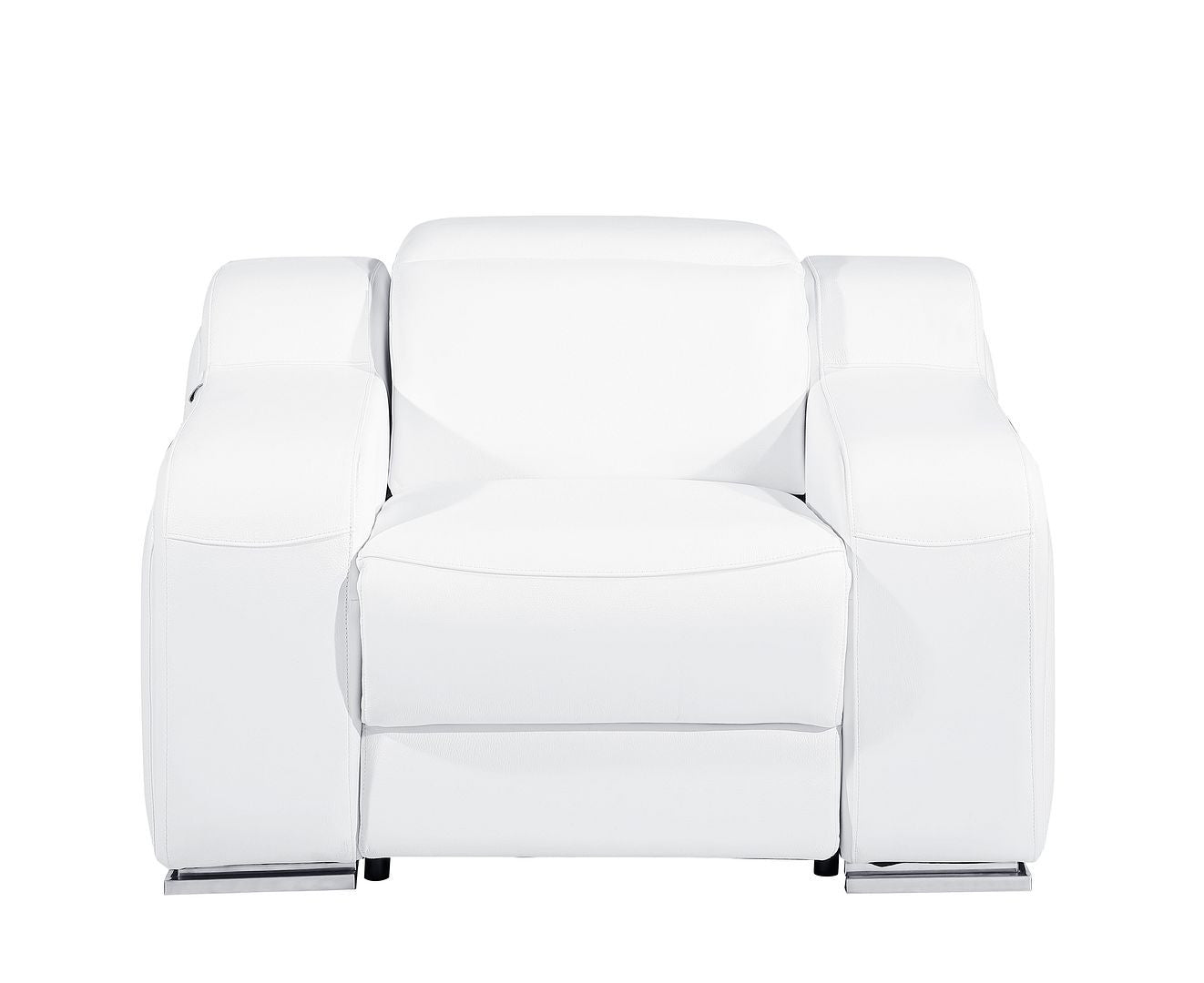 41" White Italian Leather Wall Hugger Recliner With USB-1