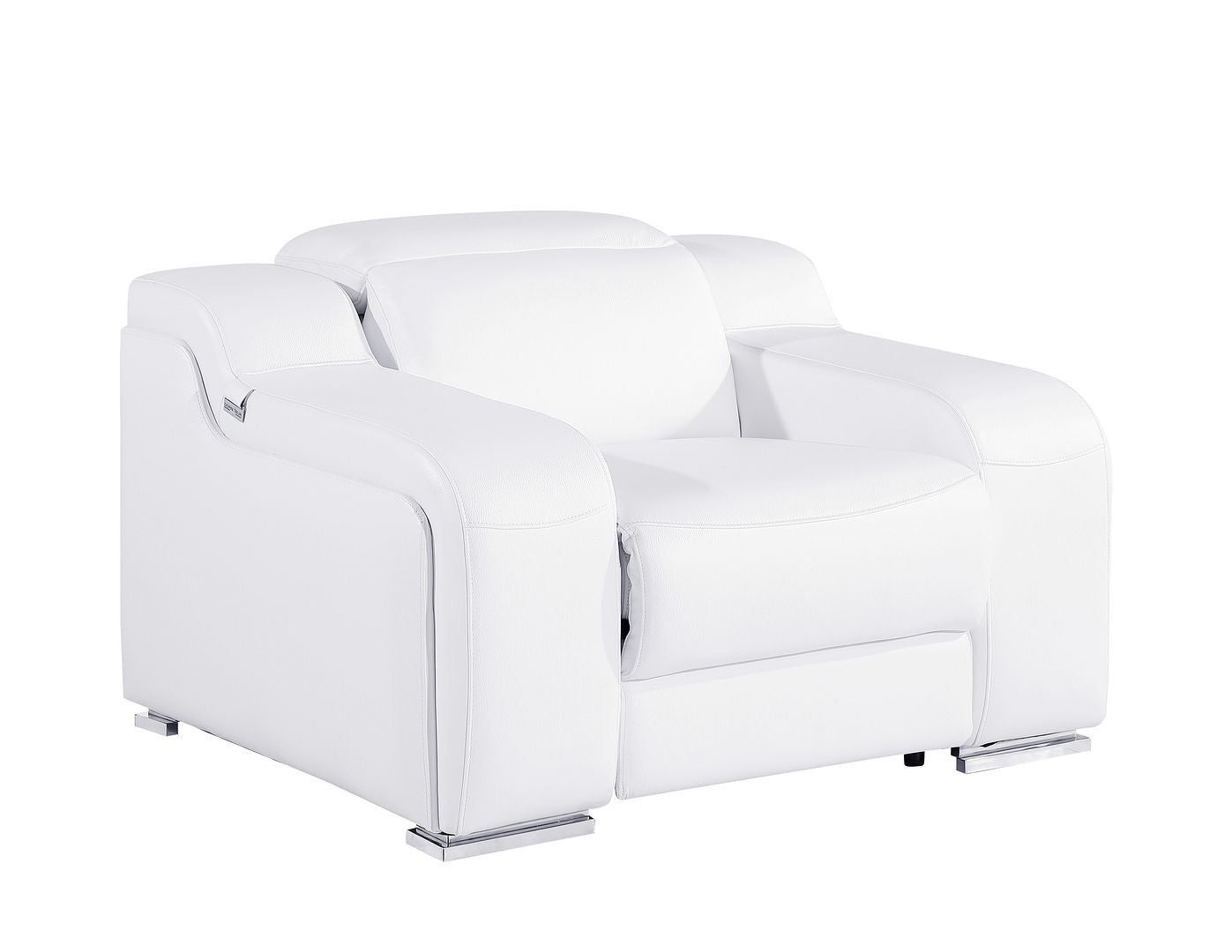 41" White Italian Leather Wall Hugger Recliner With USB-2
