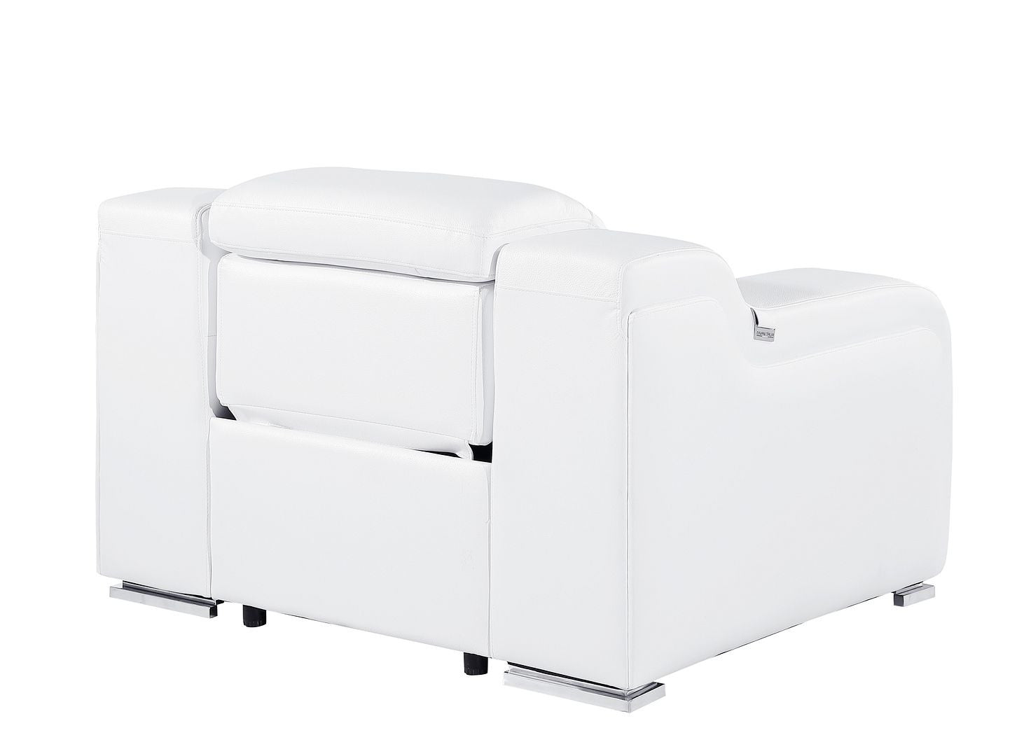 41" White Italian Leather Wall Hugger Recliner With USB-3