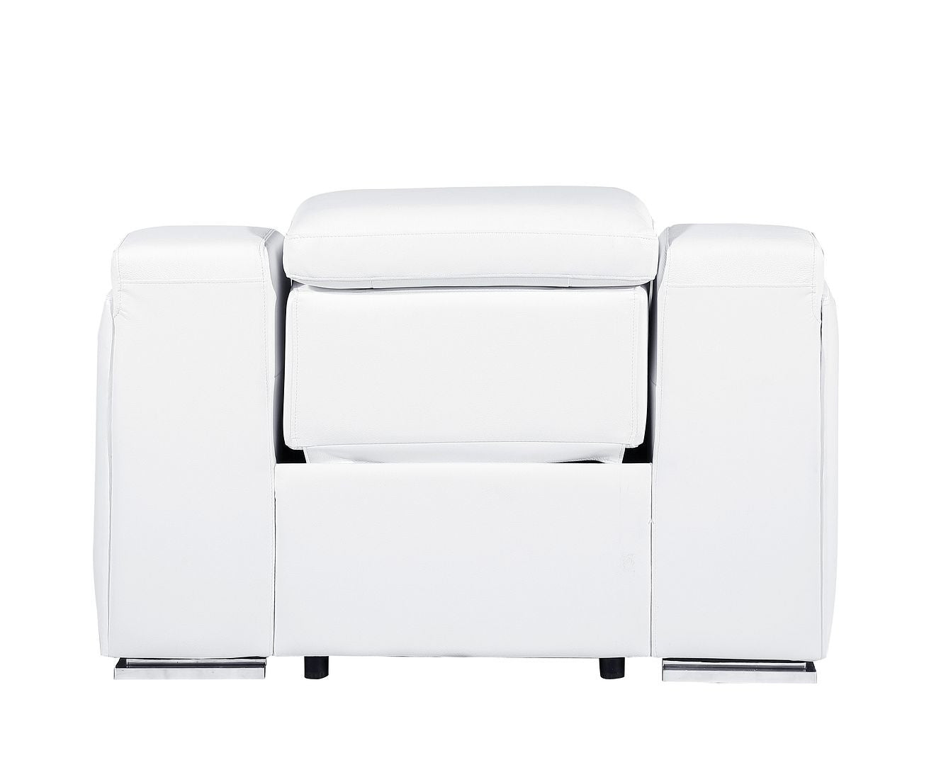 41" White Italian Leather Wall Hugger Recliner With USB-4
