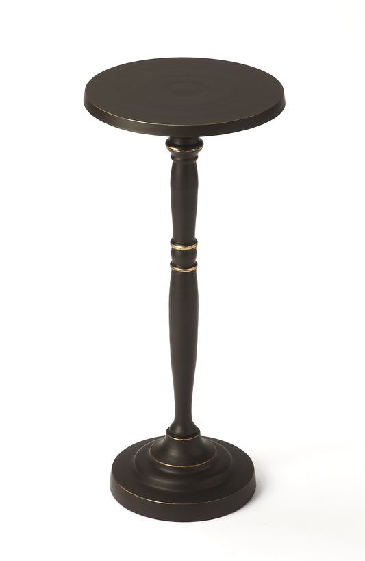 22" Black Distressed Aluminum Round Pedestal End Table-0