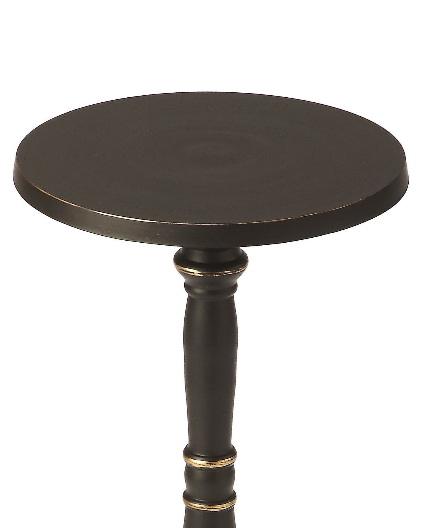 22" Black Distressed Aluminum Round Pedestal End Table-4