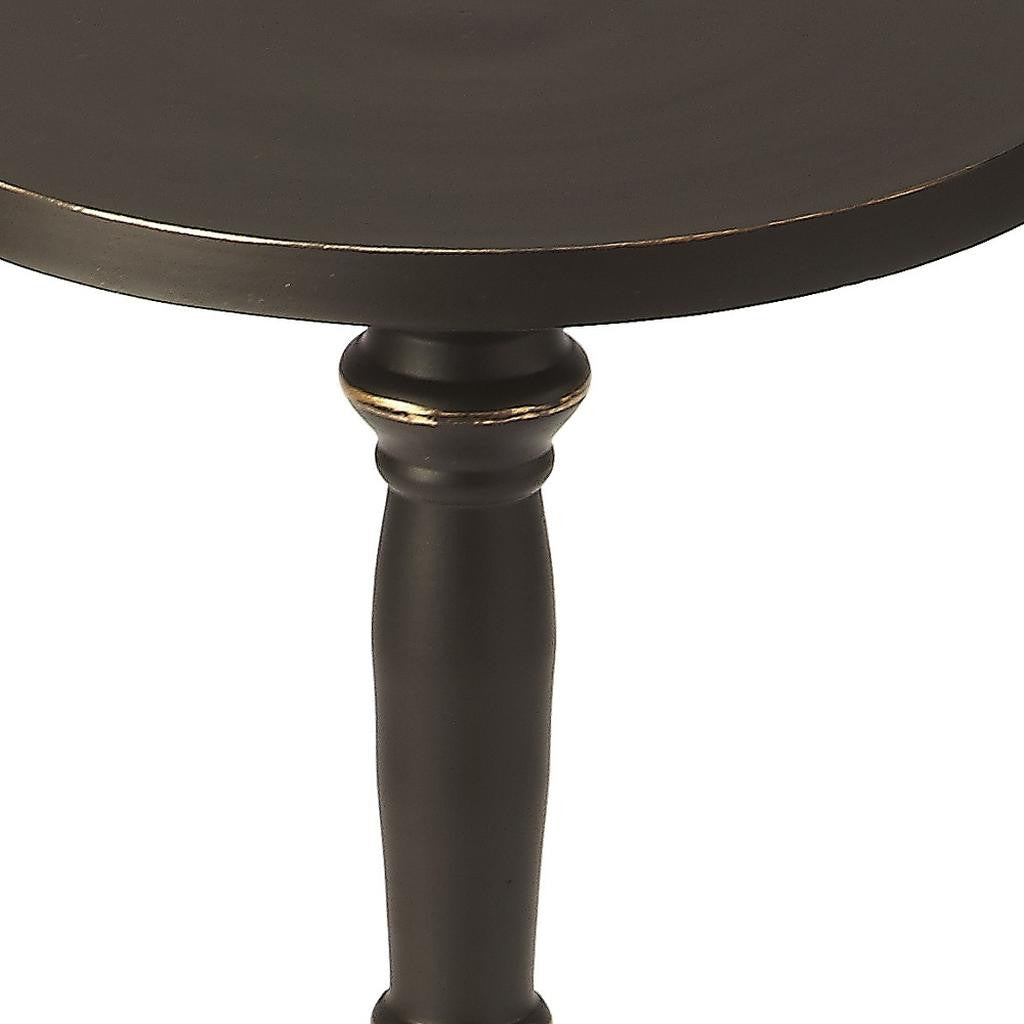 22" Black Distressed Aluminum Round Pedestal End Table-5