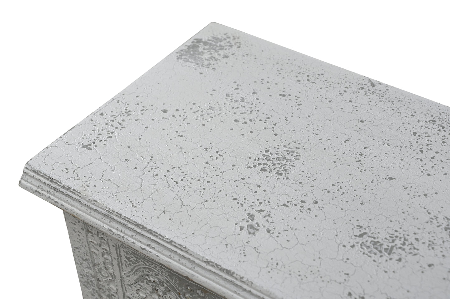 54" White Solid Wood Medallion Storage Ottoman-7