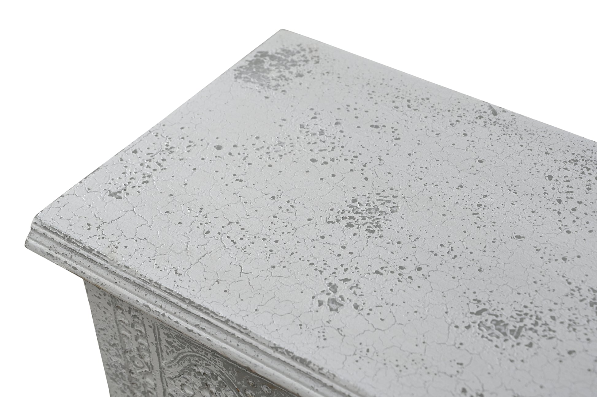 54" White Solid Wood Medallion Storage Ottoman-7