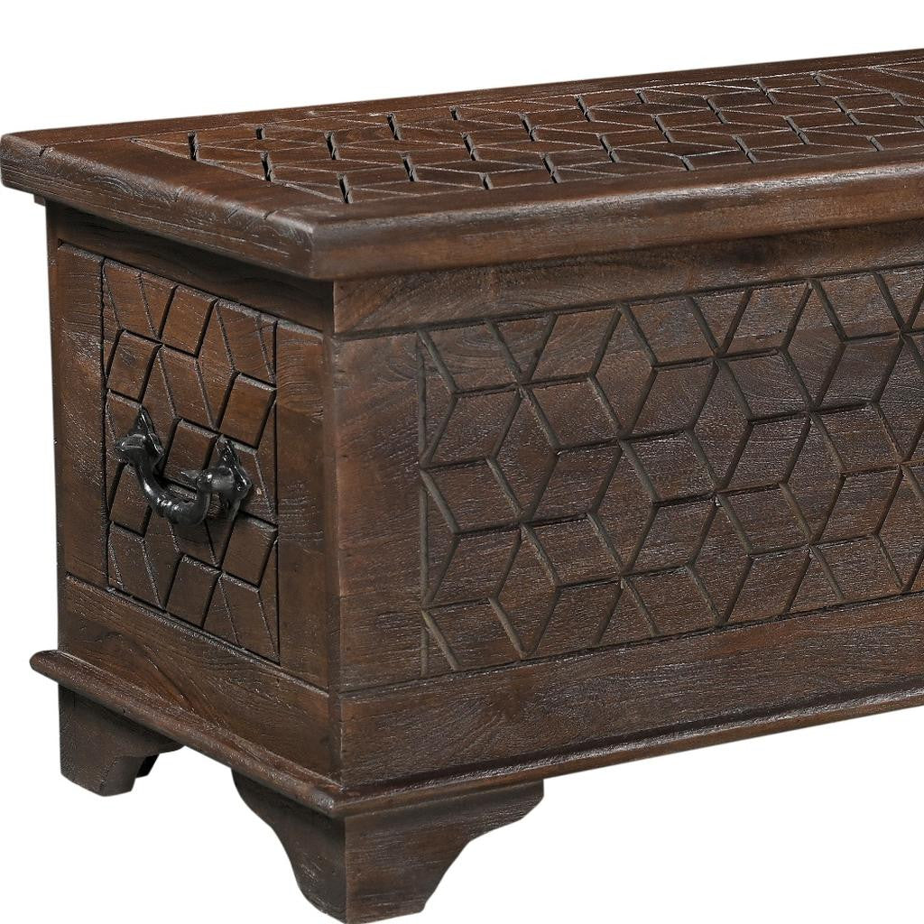 52" Brown Solid Wood Geometric Storage Ottoman-7