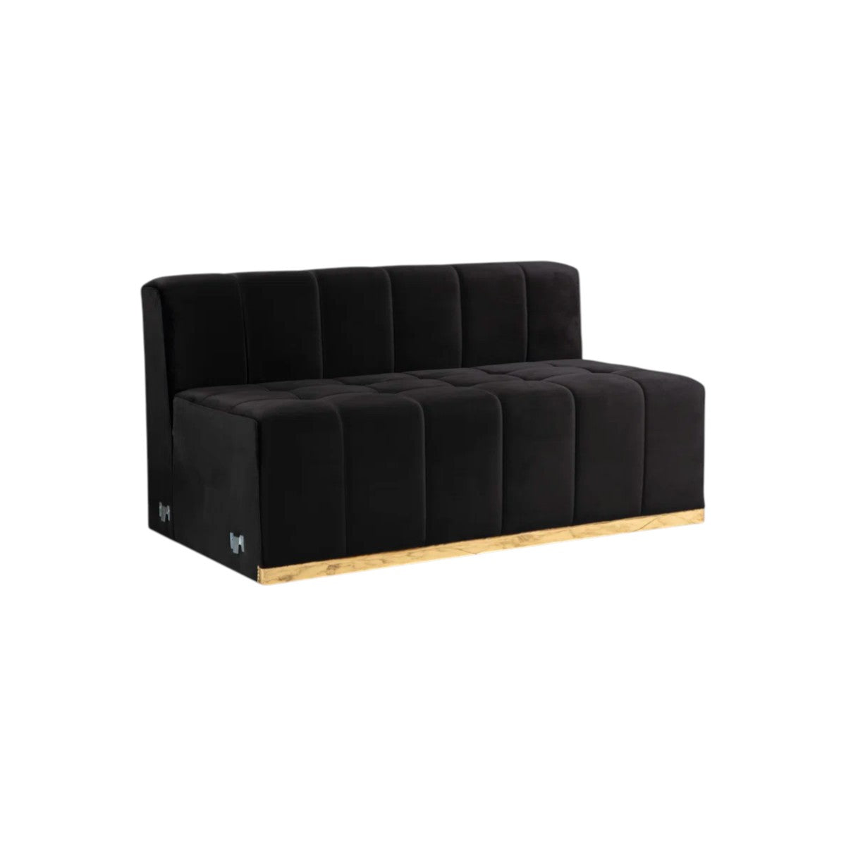 Black Velvet U Shaped Three Piece Sofa and Chaise Sectional With Toss Pillows-4