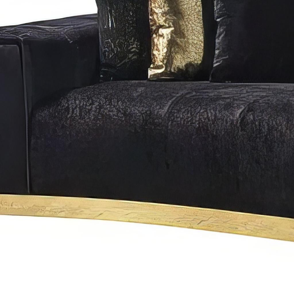 Black Velvet Modular Curved Two Piece Sectional With Toss Pillows-6