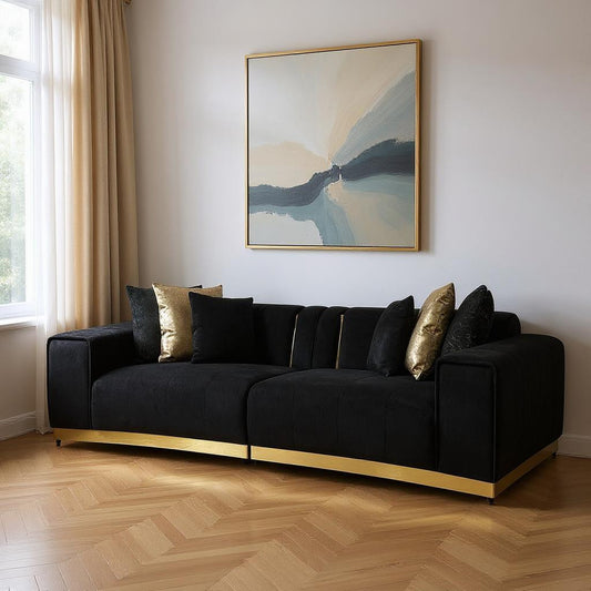 Black Velvet Modular Curved Two Piece Sectional With Toss Pillows-0