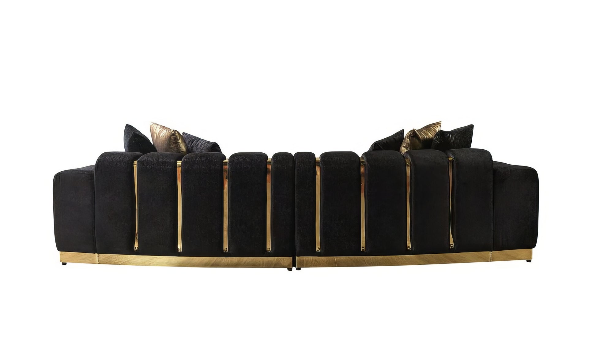 Black Velvet Modular Curved Two Piece Sectional With Toss Pillows-2