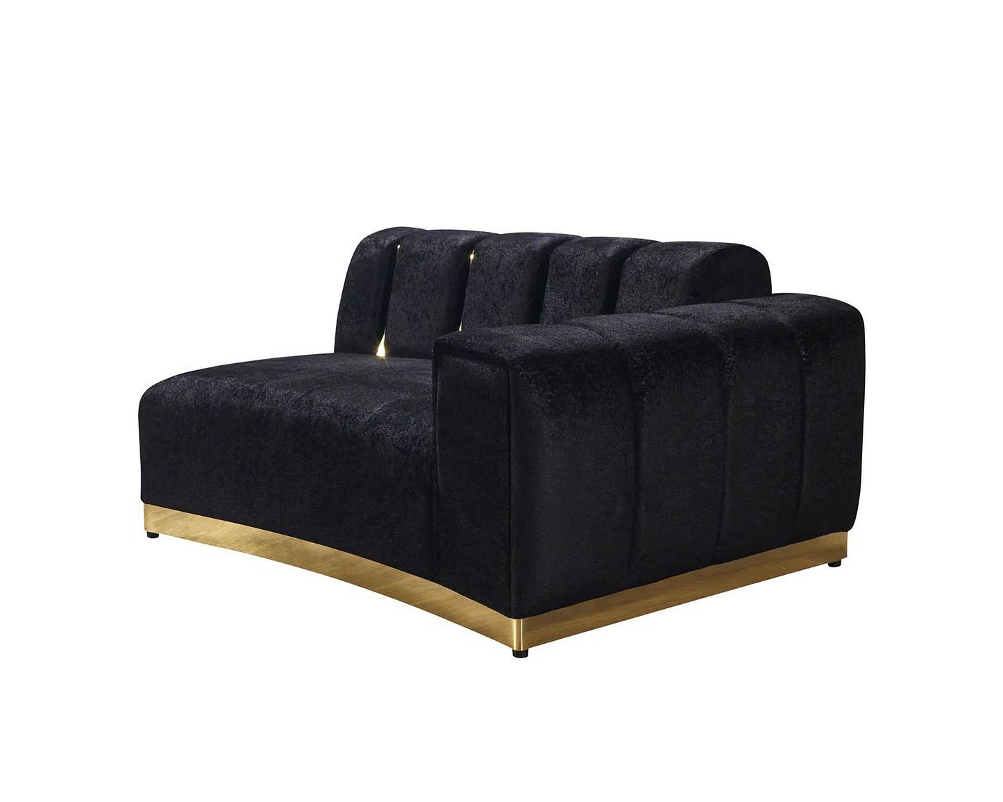 Black Velvet Modular Curved Two Piece Sectional With Toss Pillows-4