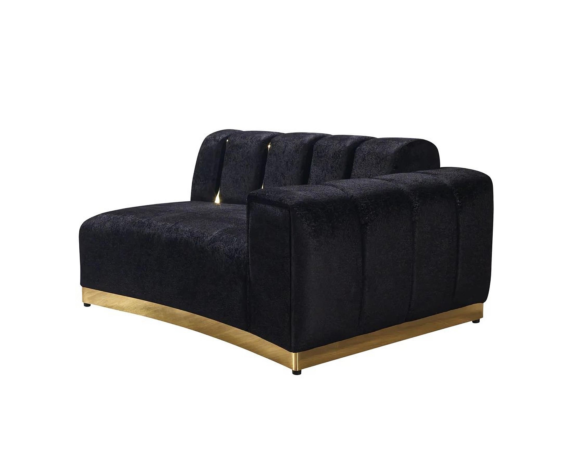 Black Velvet Modular Curved Two Piece Sectional With Toss Pillows-4
