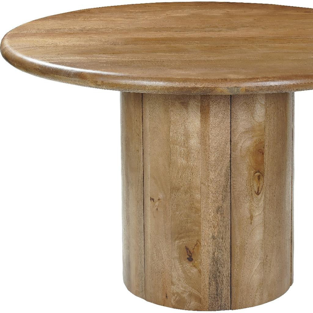 48" Natural Solid Wood Pedestal Base Round Top Dining Table-6