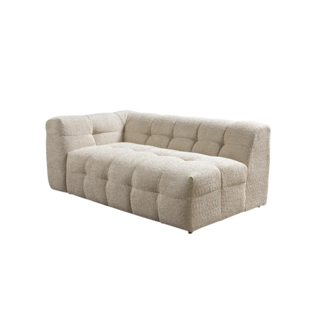 Ivory Boucle L Shaped Two Piece Sofa and Chaise Sectional With Toss Pillows-4