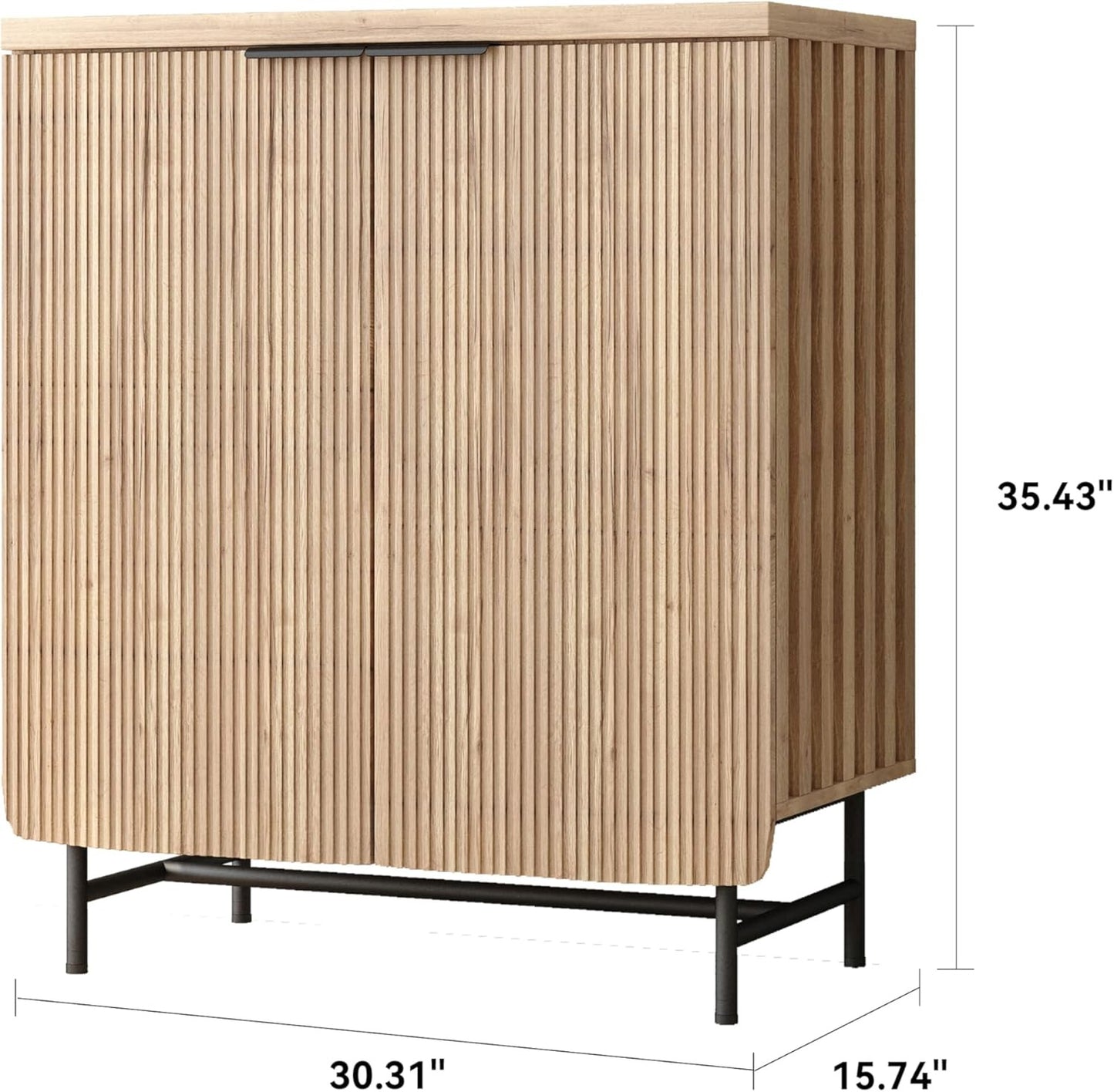 35" Oak Wood Textured Door Accent Cabinet With Two Doors-8