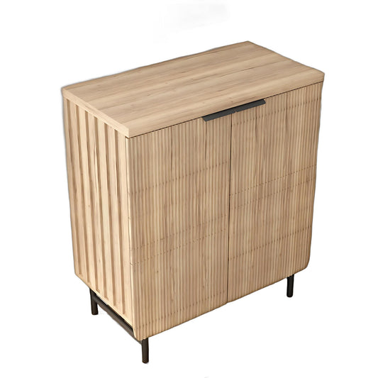 35" Oak Wood Textured Door Accent Cabinet With Two Doors-1
