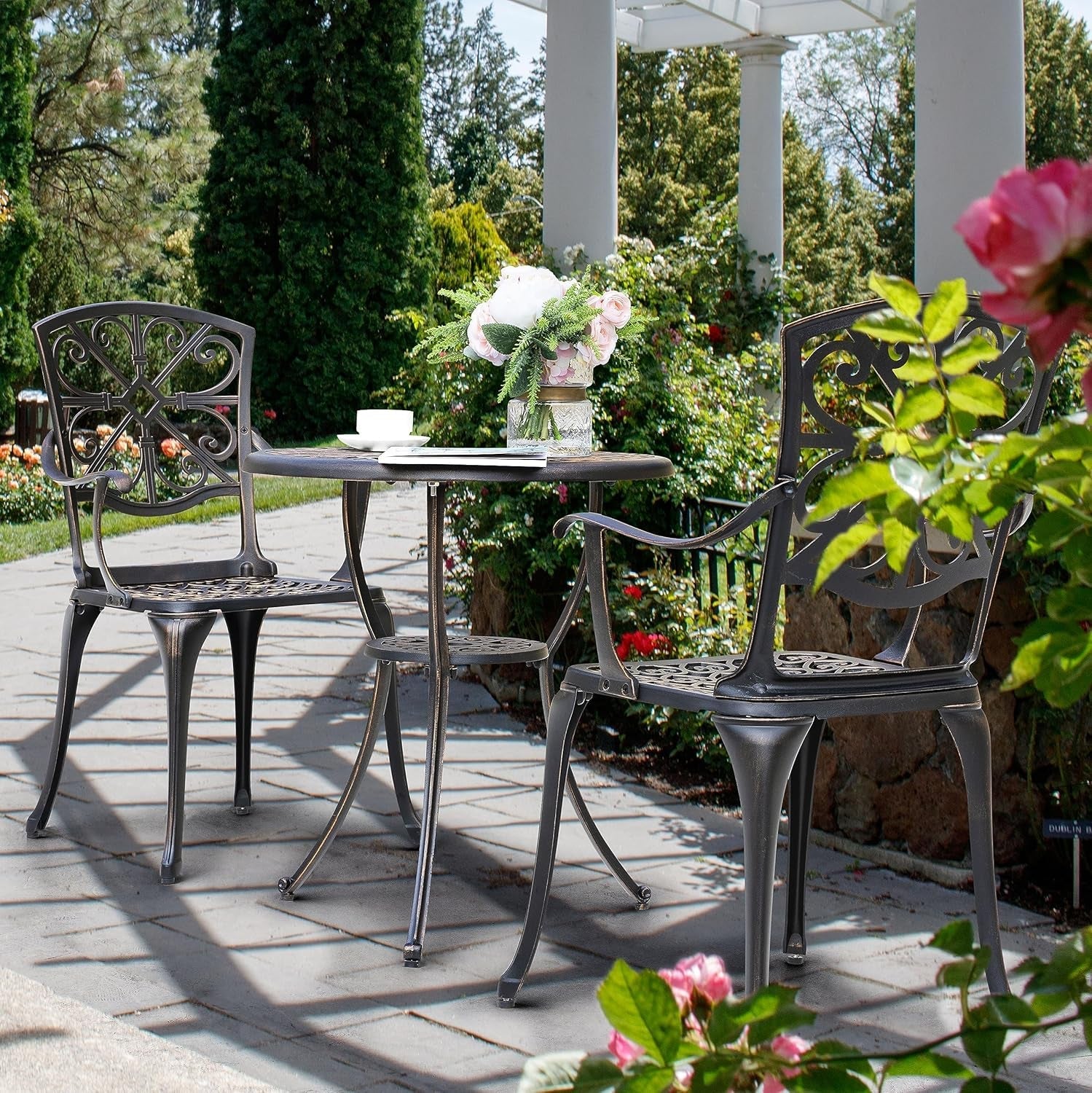 Black Rustproof Bistro Set Umbrella Hole-2