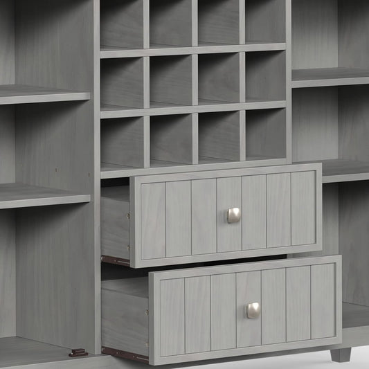 Fog Grey Solid Wood Transitional Sideboard Buffet and Wine Rack-1