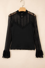 Lace Patchwork Flounce Sleeve Top