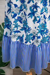 Dior Ruffle Hem Patchwork Dress
