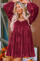 Velvet Tie-Back Square Neck Babydoll Dress